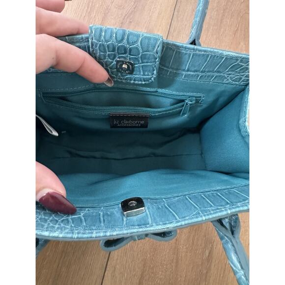 Vintage Liz Claiborne Great Expectations Y2K Teal Croc Embossed Mini Purse Bag - Picture 6 of 14